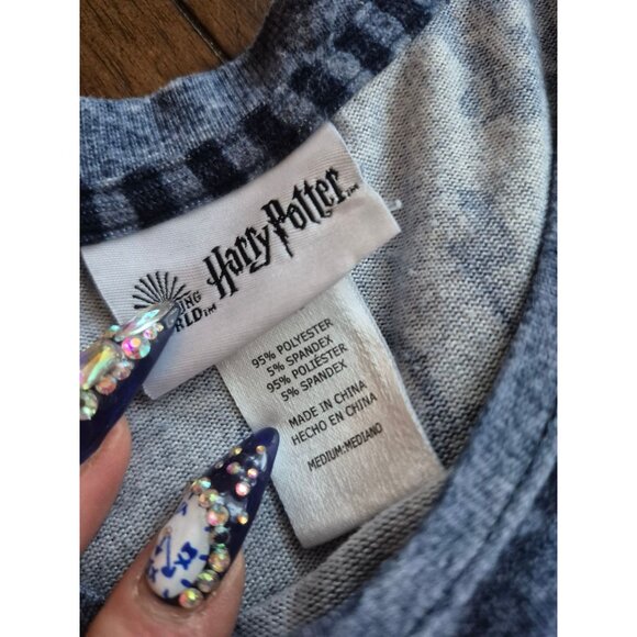 Harry Potter Hogwarts Pajama Set Womens M Blue Glasses & Lightning Print - Picture 5 of 5